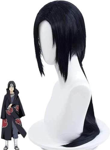 Anime Uchiha Itachi Cosplay Perücke lange schwarze Haar perücken mit Perücken kappe für Halloween-Karnevals kostüm party
