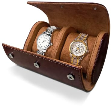WisePoint Watch Box, PU Leather Watch Case Single Watch Display Case, Portable Watch Display Storage Box Watch Display Box, Watch Roll Travel Case with Detachable Pillow (brown 2 slot)