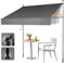 HOMEDEMO Tenda da Sole a Morsetto con Bracci innovativi allungabili, 300cm x (120-150) cm Grigio, Copertura Balcone & Terrazzo Regolabile, Impermeabile e Anti-UV, Montaggio Senza Perforazioni