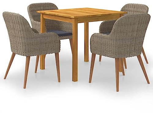 FUDUGEHMIOFWFJJ glasplatte Tisch,küchentisch klein,Tisch mit 4 stühlen Set,5-TLG. Garten-Essgruppe Braundining Table Set 4 Chairs,bistrosets,Patio Tisch und stühle Set,