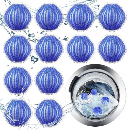 12 pcs Fusselbälle waschmaschine,Tierhaarentferner waschmaschine,Fusselball für waschmaschine,Wiederverwendbar tierhaarentferner,Anti fusselbälle waschmaschine für entfernt tierhaare fusseln(Tiefblau)