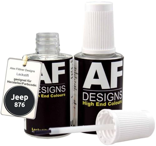 Alex Flittner Designs Lackstift für Jeep 876 Carbon Black Metallic 2x20 ml | Lackstift Set geeignet für Farbcode: 876 und Farbname: Carbon Black Metallic