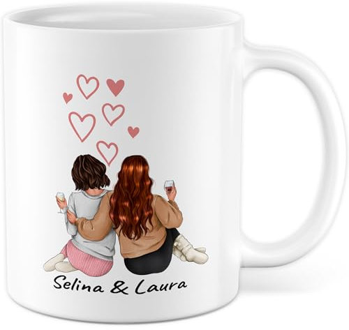 Taza de cerámica para hermanas, personalizable, 330 ml, diseño de hermanas