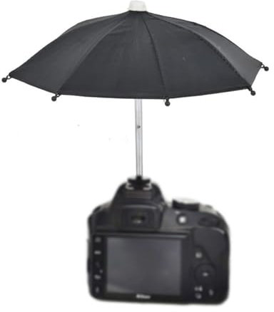 Helweet Hot Shoe Parapluie, Parapluie Griffe pour Appareil Photo, Caméra Couverture Anti-Pluie, Protégez L'appareil Photo de La Pluie, des Déjections D'oiseaux et Du Soleil, Diamètre Environ 27cm
