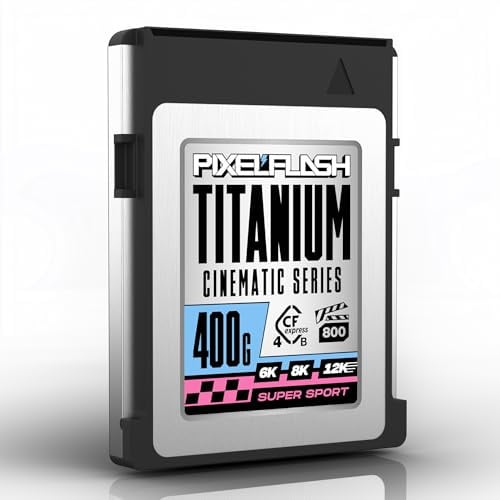 PixelFlash 400 GB CFexpress Type B 4.0 Titanium, 3950/3650 MB/s VPG800, CF Express Memory Card for Photographers & Videographers, Lab Tested, 12K Video 400GB Cinematic Series 2026 Model