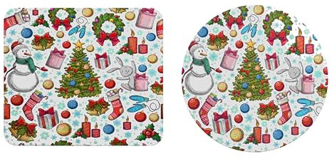 EHOMERY Mauspad Mac Mousepad Premium Weihnachten Gaming Mauspad One Piece Maus Mit Pad Set Für Die Schreibtischdekoration - 2 Pack [20x24 cm and Dia 20 cm]