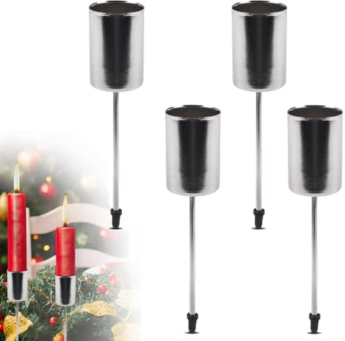 4 Pièces Bougeoirs Noël de l'avent Bougeoirs en Forme de Couronne de l'Avent Rétro Bougeoir Noël Bougie en Métal Décoration de Table Support pour Bougies Noël Mariage Fête (Argent)