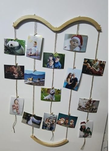 Uping Cadre Photo Pele Mele Mural Porte Photo Mural à Pince Cadre Multi Photo Accroche Photo en Bois Decoration Maison Salon