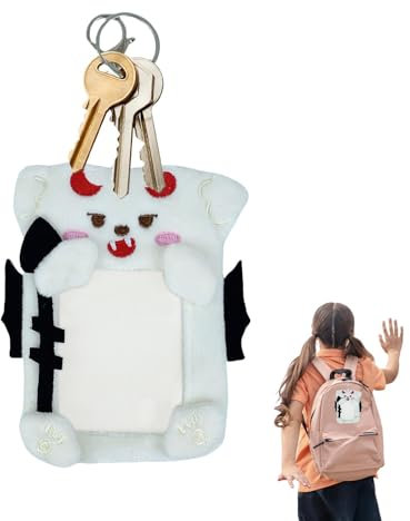 porte-carte photo en peluche, couverture de carte en peluche | Peluche Diable Photocard Couverture de carte Porte-clés - Étui de protection pour carte de fille, étui de protection pour carte de c