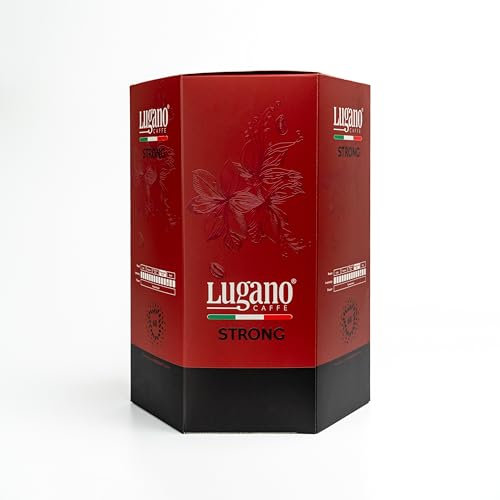 Lugano Strong Espresso Capsules - 60 Pods | Compatible with Most Coffee Machines | Robust & Delicious Blend Ethical of Italian Coffee | Fully Sustainable Packaging & Biodegradable Pods | 6 Sleeves