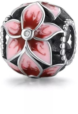 Blooming Flower Orchid Charm Bead Genuine 925 Sterling Silver Compatible With Pandora Bracelet