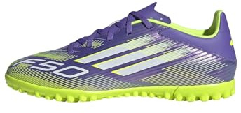 adidas F50 Club Turf Football Boots, Scarpe da Calcio Unisex-Adulto, Purple Rush/Cloud White/Lucid Lemon, 46 2/3 EU