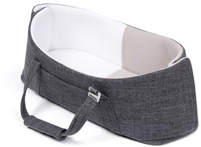 doomoo Nid bébé Nest & Go - Couffin transportable et sécurisé - Nomade et Facile à Transporter - Très Confortable - Coton Organique & Ultra Doux, Gris