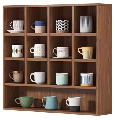 Coffee Mug Display Rack, Small Item Display Unit Collectibles Display Shelf Shot Glasses Display Case Freestanding Or Wall Mounted Shelving Unit