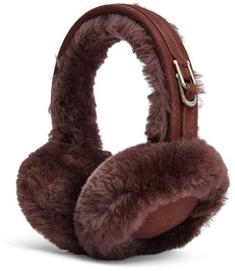 Infinity Leather Ladies Brown Full Sheepskin Ear Muffs - Cozy and Warm Ear Warmers