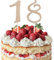LunarCharm 2-Piece Gold Coloured Glitter Stone 18th Birthday Cake Topper