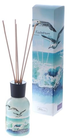 itsisa Raumduft Küstentraum 100 ml mit 5 Duftstäbchen - maritimer Duft, Keramik Verdunster, Diffuser, Raum Duft maritim