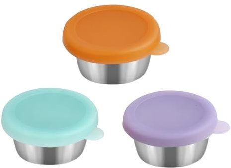 Annlpoy recipient sauce vinaigrette Récipients Alimentaires de 50ml, Petits Récipients à Vinaigrette, acier inoxydable, anti-fuite, Bento Box Récipient à sauce pour l'école et les voyages, 3 pièces