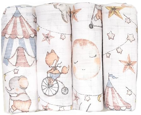 FENSILO Musselin Tuch Baby | Mussellintücher und Mulltücher - 4er Pack 80x70 cm aus Baumwolle für Neugeborene - Schadstoffgeprüfte Stoffwindeln | Spucktücher Baby Junge und Mädchen|27