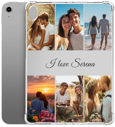 Custom Photo Personalized Case for iPad A16 11th Generation 11 inch 2025 (Model: A3355 A3356 A3354), iPad Custom Picture Text Slim Flexible Soft TPU Shockproof Anti-Fall Transparent Case（6 Photo）