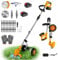 Decespugliatore a Batteria Tagliabordi Elettrico con 2 21V Batterie e 3 Tipi Lame, Tagliaerba Taglia Erba da Giardino Elettrico con Rotelle & Maniglia Pieghevole & Testata Regolabile per Prati Arbusti