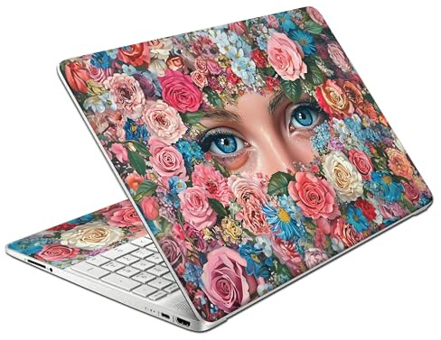 Laptop Skin Decal HP 15.6 - Botanical Girl, Laptop Cover Sticker, No Cutting Required, No Bubble, Waterproof, Scratch Resistant - Including Wide Screen and Wrist Pad