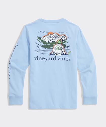Vineyard Vines Boys' Hockey Pond Long-Sleeve Pocket Tee, Jake Blue, XL