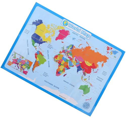 JOINPAYA Weltkartenposter für Bunte Weltkarte zum Lernen und Abwischbares Lernposter für Kindergarten Schule und Kinderzimmer Strapazierfähig und Dekorativ