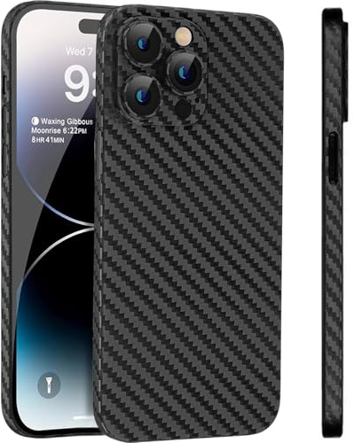 FAOMSEBS for iPhone 12 Pro Max Case, Carbon Fiber Texture, Ultra Thin Black | Slim Fit, Lightweight Grip, Wireless Charging, Flexible Body and Anti-Fingerprint Finish for Office, Travel and Daily Use