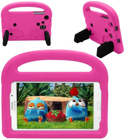 sekdsebnu Case for Samsung Galaxy Tab A/A6 7.0 SM-T280 SM-T285 (2016),Kids Friendly Shell with Handle,Soft EVA Foam Protective Stand Cover,Cute Design for Boys Girls (Hot Pink)