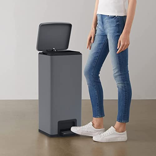 Générique Poubelle à pédale Anti-Empreinte 30 L Gris Acier Inoxydable,Maison & Jardin,Produits ménagers,Conditionnement des déchets,Poubelles & corbeilles à déchets,149572