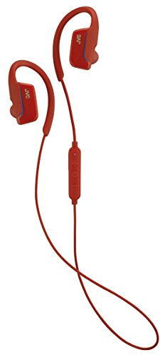 JVC Auricolari in ear AE sport Bluetooth con clip, a prova di sudore (IPX5), compatibile con app AE Run & Music, Rosso