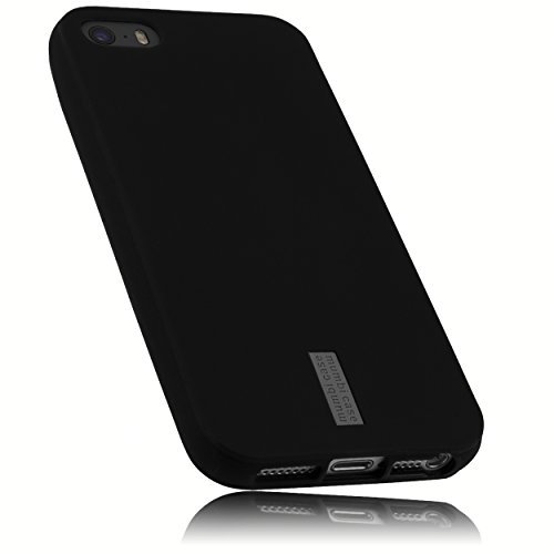 mumbi Hülle kompatibel mit iPhone SE / 5 / 5S Handy Case Handyhülle, anthrazit mit grauem Streifen