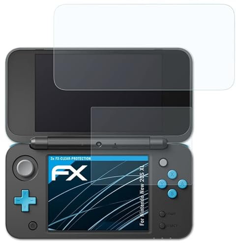 atFoliX Lámina Protectora de Pantalla compatible con Nintendo New 2DS XL Película Protectora, ultra transparente FX Protector Película (Set de 3)