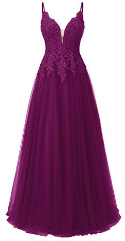 Vestidos de noche de encaje para mujer, elegante, vestido de novia, tirantes finos, vestidos de fiesta, morado, 38