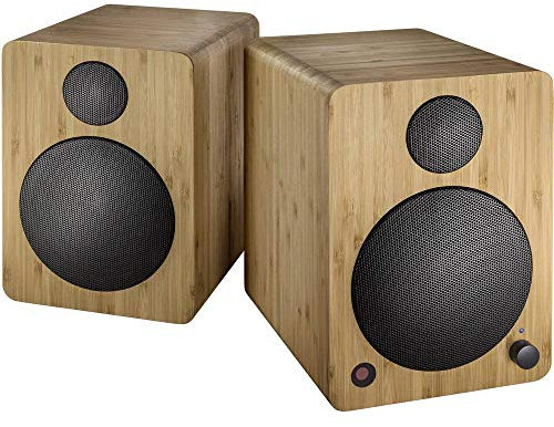 Wavemaster CUBE MINI bamboo - Regallautsprecher-System (36 Watt) mit Bluetooth-Streaming, Digitalanschluss und IR-Fernbedienung, Aktiv-Boxen, Nutzung für TV/Tablet/Smartphone, Bambus (66372)