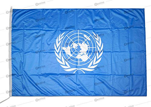 Bandiera ONU 150x100cm in Tessuto Nautico Antivento da 115g/m², Bandiera Organizzazione delle Nazioni Unite 150x100cm con Cordino o moschettone, Doppia Cucitura perimetrale e fettuccia di Rinforzo