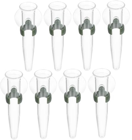 Supvox 8 stücke Orchideenröhrchen Wasserröhrchen Blumenröhrchen Glas Blumenvase Wandvase Glasvase mit Saugnapf Plastik Transparente Röhrchen