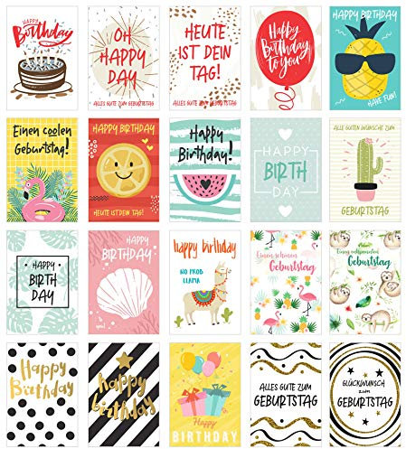 Edition Seidel Set 20 exklusive Premium Geburtstagskarten mit Briefumschlag. Glückwunschkarte Grusskarte Geburtstag Geburtstagskarte Mann Frau Karten Happy Birthday Billet Sprüche