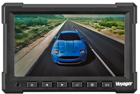 Voyager VOM718 17,8 cm (7 Zoll) LCD-Farb-Backup-Fahrzeug-Beobachtungsmonitor mit 3 Kamera-Eingängen, Video für bis zu 3 Kameras (Kameras separat erhältlich), NTSC/PAL-kompatibel, 12 V – 24 V