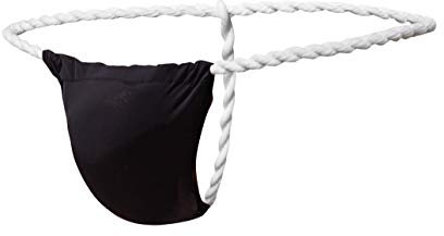 Newsywell Homme Micro G Sting Soie Glacée Japonais Bulge T Back Tanga Bikinis Low Rise Briefs Élastique Slip Underwear Noir Grand