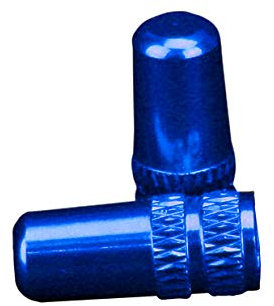 Fahrrad Ventilkappe SV DV 2er Set Aluminium Rennradventil (Blau)