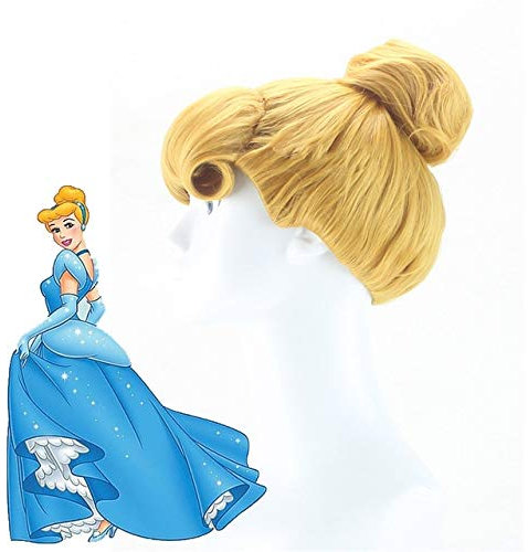 Halloween Aschenputtel Prinzessin Golden Cosplay Perücken Klassische Aschenputtel Hochsteckfrisur Stil Rollenspiel Kostüm Perücke Einheitsgröße Aschenputtel