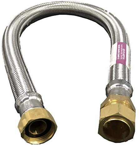 EZ-Fluid 3/4 Compression (7/8 OD) x 3/4FIP x 12 Braided Flexible Stainless Steel Water Heater Connector Supply Line Water Hose for Female Iron Water Pipe Fitting or Copper Tubing,(1-Pack)