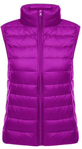 Doudoune Legere sans Manche Femme Duvet Courte Gilet Doudoune Légère sans Manches Femme Grande Duvet Femme Manteau Plume sans Manche Femme Veste Matelassée sans Manches Femme Hiver Chaude Violet 3XL