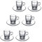 Set Tazzine e Piattino Sottotazza in Vetro Trasparente - 6 Tazzine Morola da 75ml Made in Italy - Tazza Espressino - Ginseng