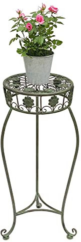 DanDiBo Blumenhocker Metall Grün Rund 75 cm Blumenständer 96008 L Blumensäule Antik Pflanzenständer Pflanzenhocker Vintage