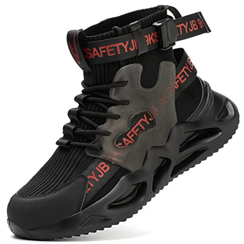 R-Win Sicherheitsschuhe Herren Leichte Arbeitsschuhe Damen mit Stahlkappenschuhe rutschfest, Atmungsaktiv,Industrie- und Bauschuh Arbeitsschuhe schwarz, rot, gelb, grau,