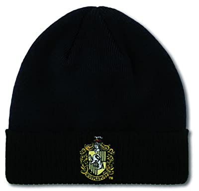 Logoshirt®️ Harry Potter I Hufflepuff I Logo I Beanie I Strick-Mütze I Winter I Damen & Herren I Bestickt I schwarz I Lizenziertes Originaldesign