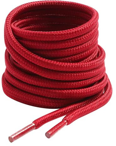 VSUDO 140 cm Round Burgundy Red Boot Laces, 4mm Diameter Shoe Laces for Boots, Heavy Duty Outdoor Work & Hiking Shoelaces for Men or Women (1 Pair-Burgundy Red-140cm)